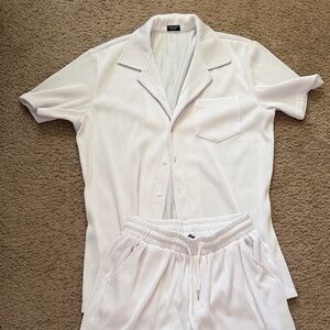 White Striped Men's Pajama Set